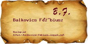 Balkovics Fábiusz névjegykártya